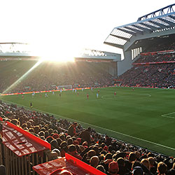 Liverpool playing at Anfield